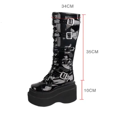 Angelic Imprint~J-fashion Punk Lolita Classic Black High Boots