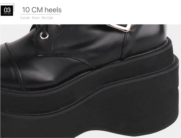 Angelic Imprint~J-fashion Punk Lolita Classic Black High Boots