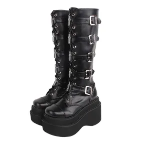 Angelic Imprint~J-fashion Punk Lolita Classic Black High Boots