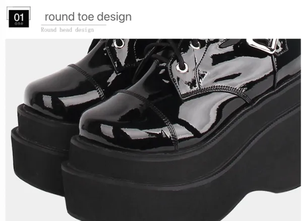 Angelic Imprint~J-fashion Punk Lolita Classic Black High Boots
