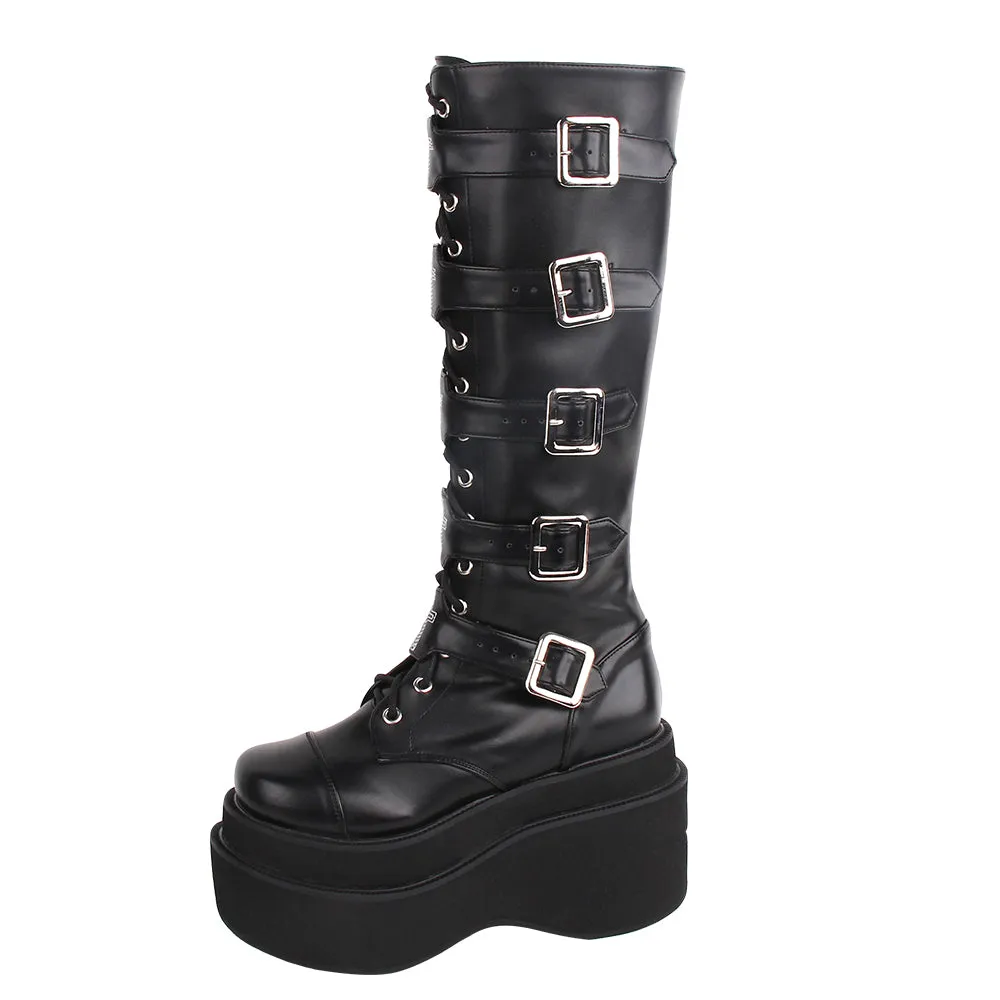 Angelic Imprint~J-fashion Punk Lolita Classic Black High Boots