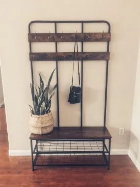 Hall Tree, Entryway bench with Coat Rack, Shoe Rack Organizer