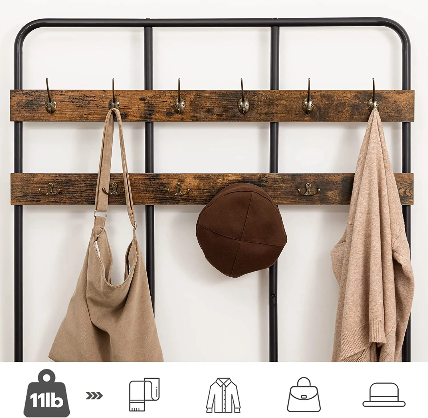 Hall Tree, Entryway bench with Coat Rack, Shoe Rack Organizer