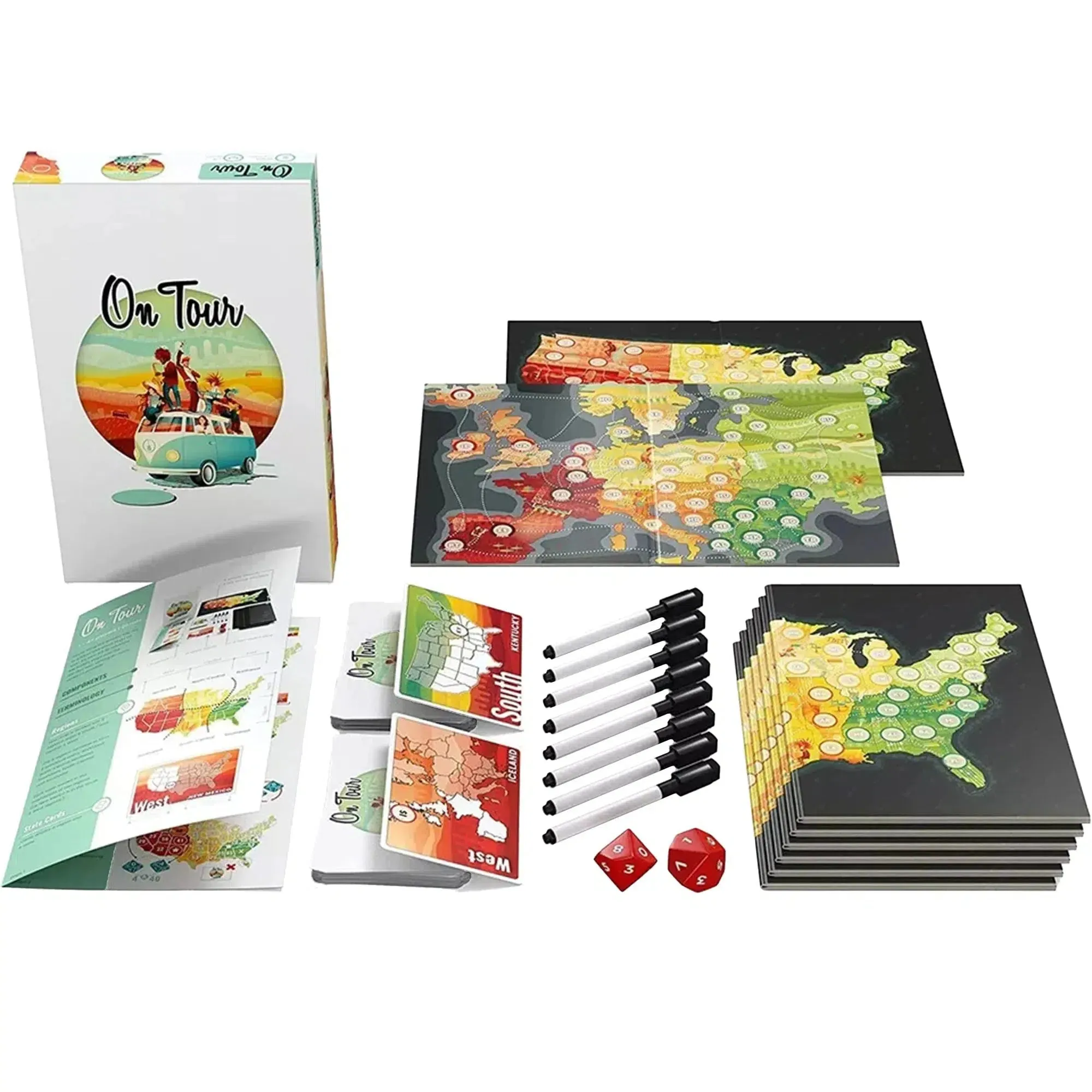 On Tour: USA & Europe - Dice-Based Travel Board Game for Family, Adults, and Children (1-8 Players, Ages 7 ) - Allplay